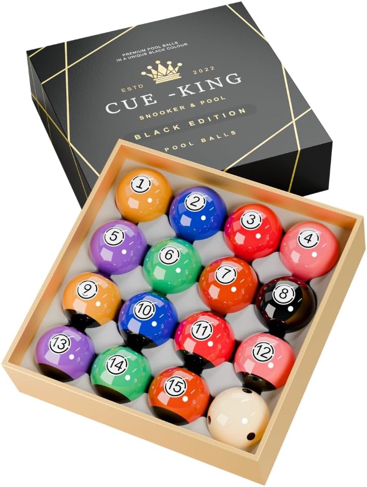 CuteKing Pool Balls Black Edition, Billiard Balls, Grade AA+ 2-1/4" Regulation Size Set with Pro Dotted Cue Ball, Pool Table Balls, Billiard Balls Set, Pool Ball Set, Bolas De Billar - Image 3